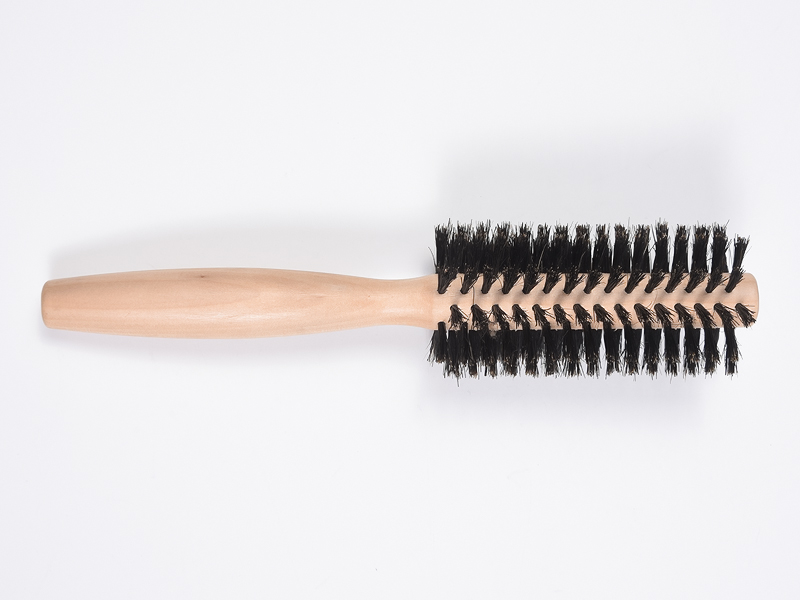 Spazzola per capelli rotonda in legno di bambù