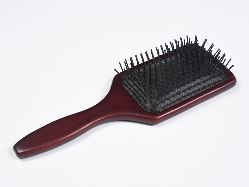 Spazzola per capelli districante per massaggio grande in legno di bambù