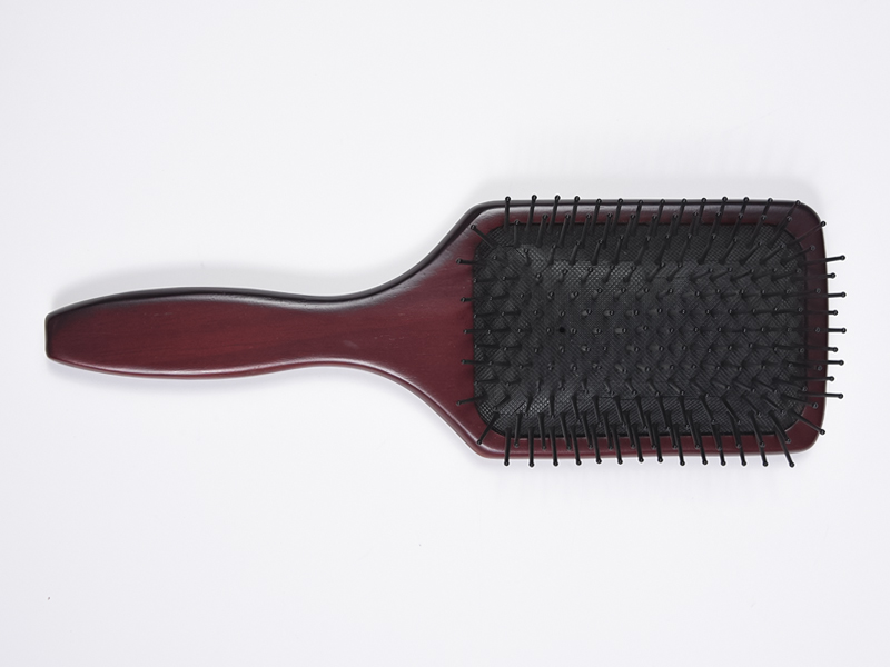 Spazzola per capelli districante per massaggio grande in legno di bambù