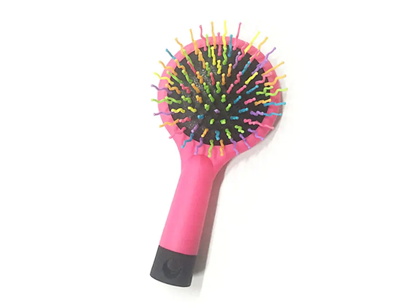 Spazzola per capelli con cuscino districante e punta a sfera nera arcobaleno da donna