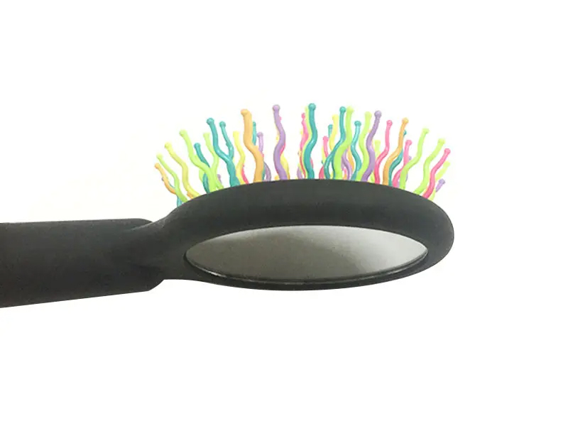 Spazzola per capelli con cuscino districante e punta a sfera nera arcobaleno da donna