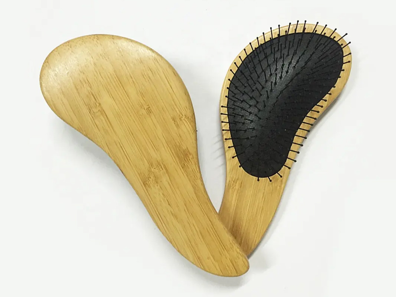 Spazzola per capelli con cuscino districante in bambù
