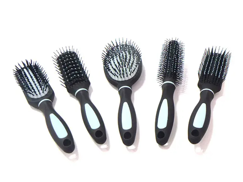 Set di spazzole per capelli in plastica con rivestimento in gomma