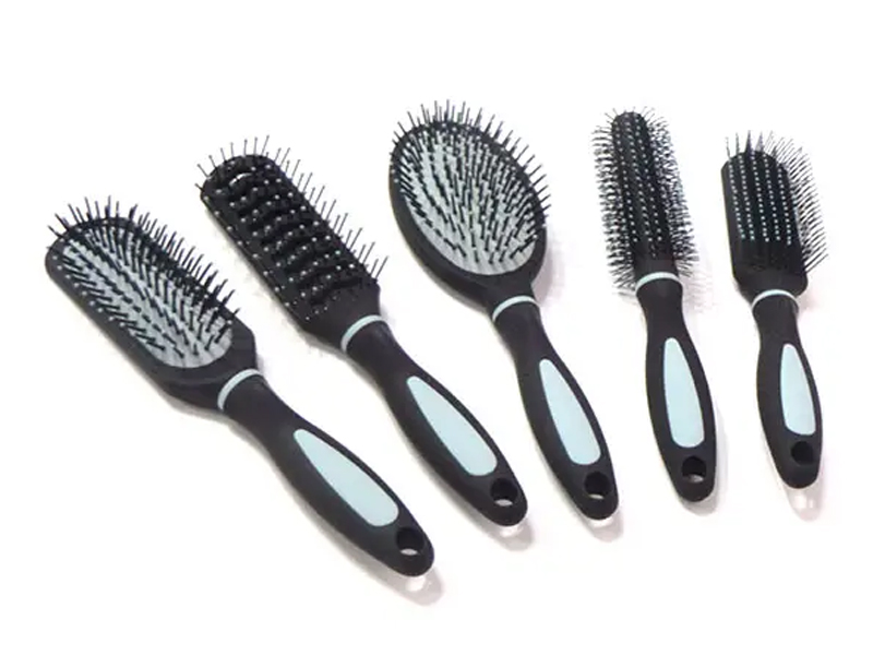 Set di spazzole per capelli in plastica con rivestimento in gomma
