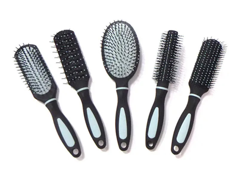 Set di spazzole per capelli in plastica con rivestimento in gomma