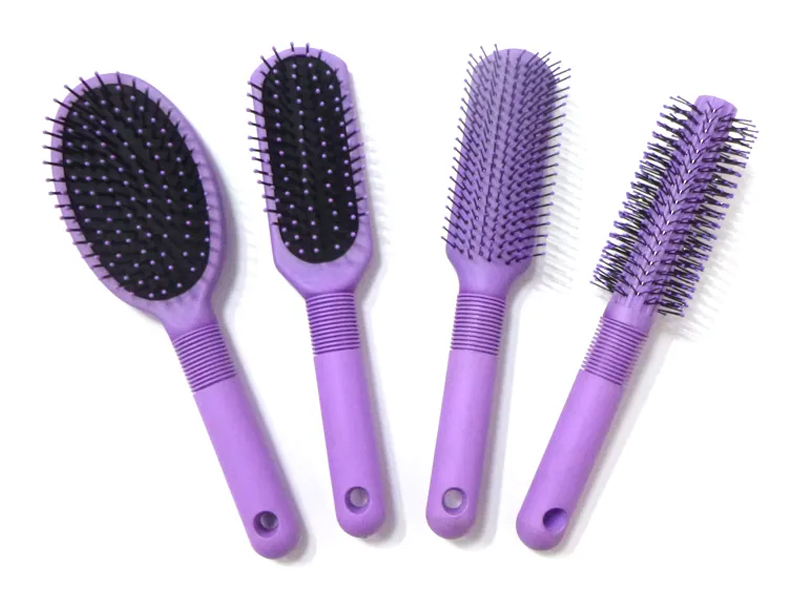 Set di spazzole per capelli con cuscino in plastica e rivestimento in gomma