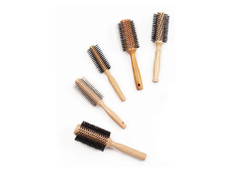 Spazzola per capelli rotonda in legno