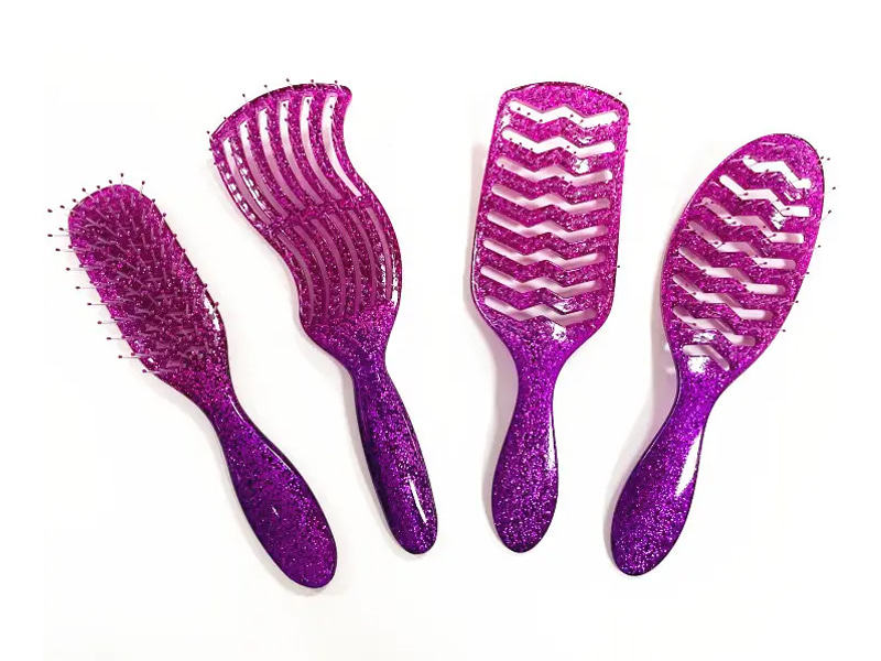 Spazzola per capelli districante trasparente glitterata