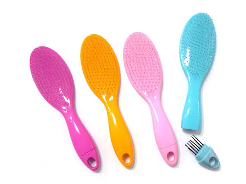 Pettine per capelli rosa resistente al calore con manico staccabile