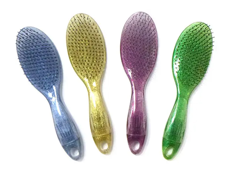 Spazzola per capelli glitterata districante trasparente