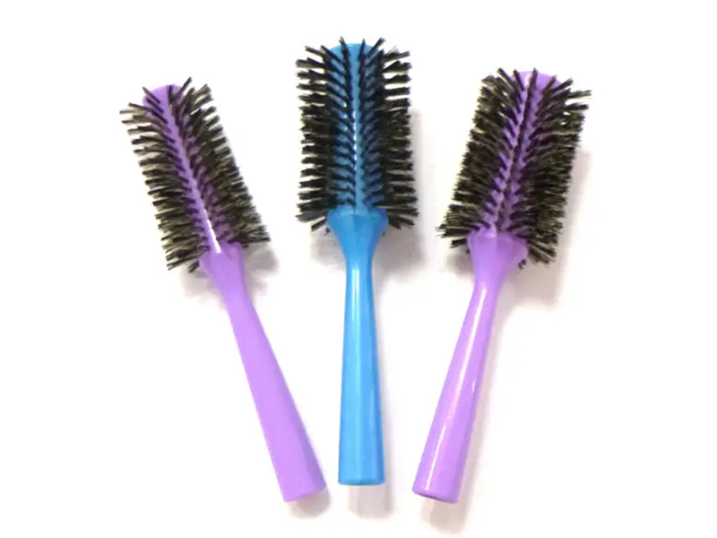 Spazzola per capelli rotonda colorata in nylon e setole di cinghiale