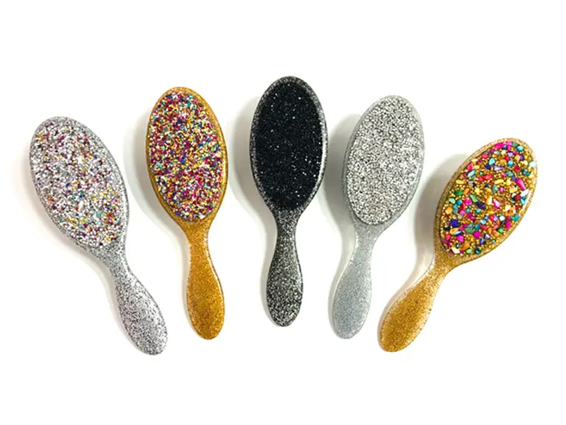 Spazzola per capelli ovale in plastica bling gioielli con manico