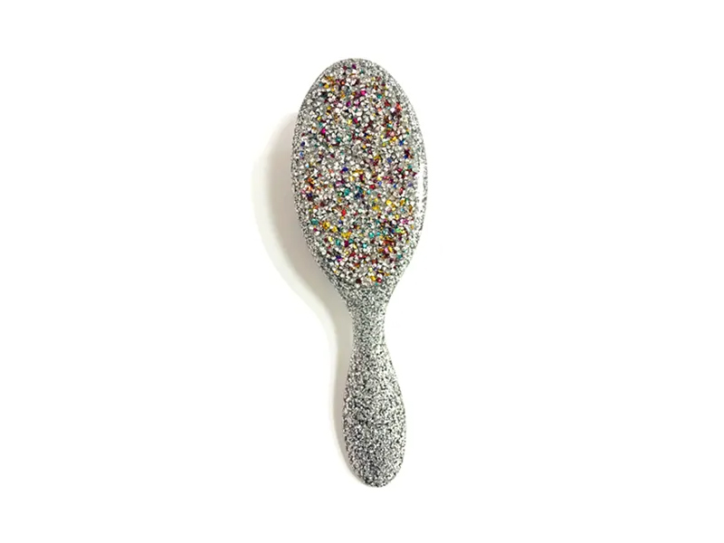 Spazzola per capelli ovale in plastica bling gioielli con manico