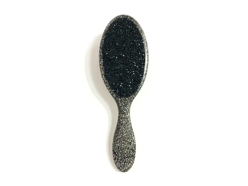 Spazzola per capelli ovale in plastica bling gioielli con manico