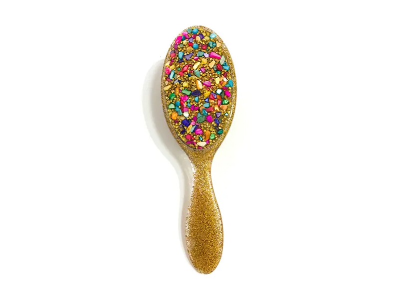 Spazzola per capelli ovale in plastica bling gioielli con manico