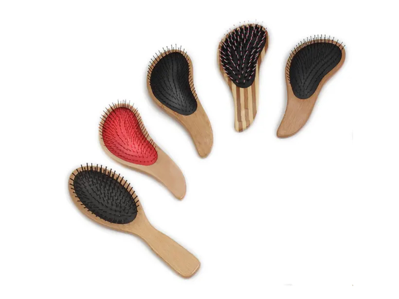 Spazzola per capelli con perni per cuscino in legno