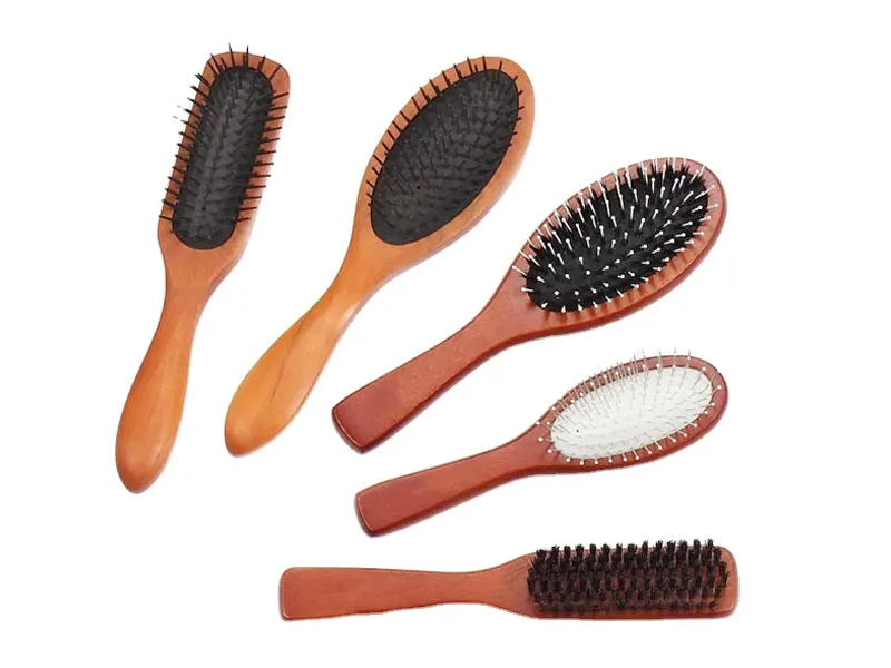 Spazzola per capelli con perni per cuscino in legno