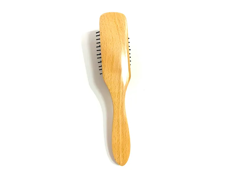 Spazzola per capelli con cuscino in legno naturale