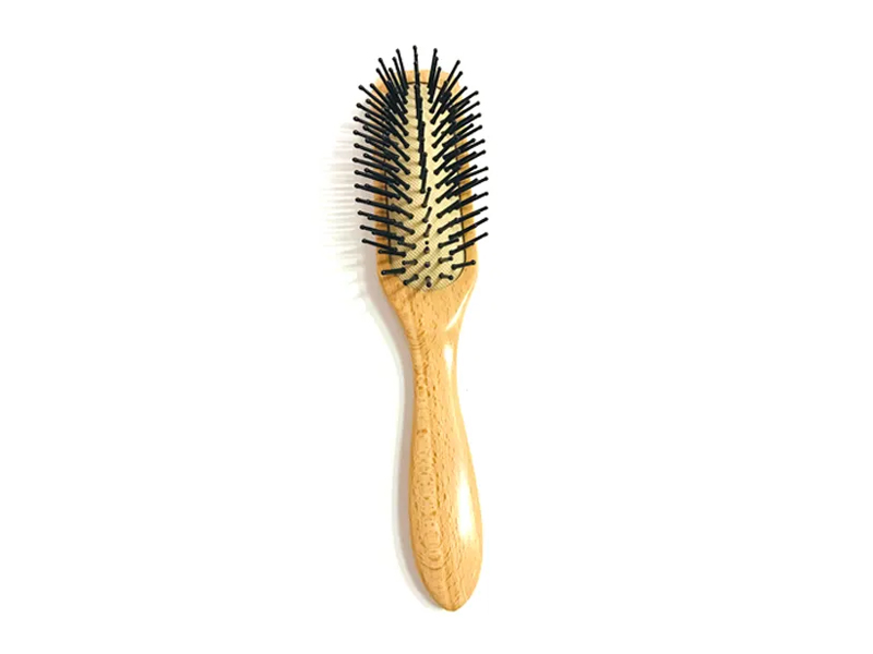 Spazzola per capelli con cuscino in legno naturale