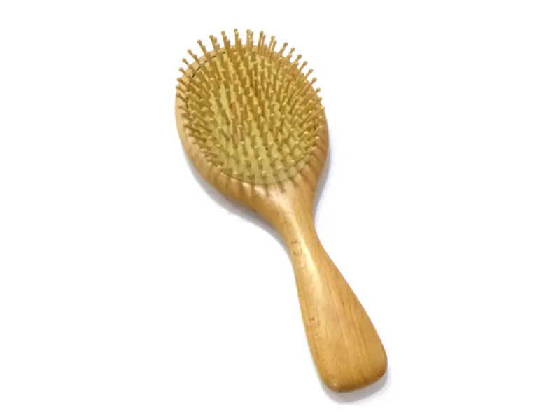 Spazzola per capelli districante ovale in legno con setole di cinghiale