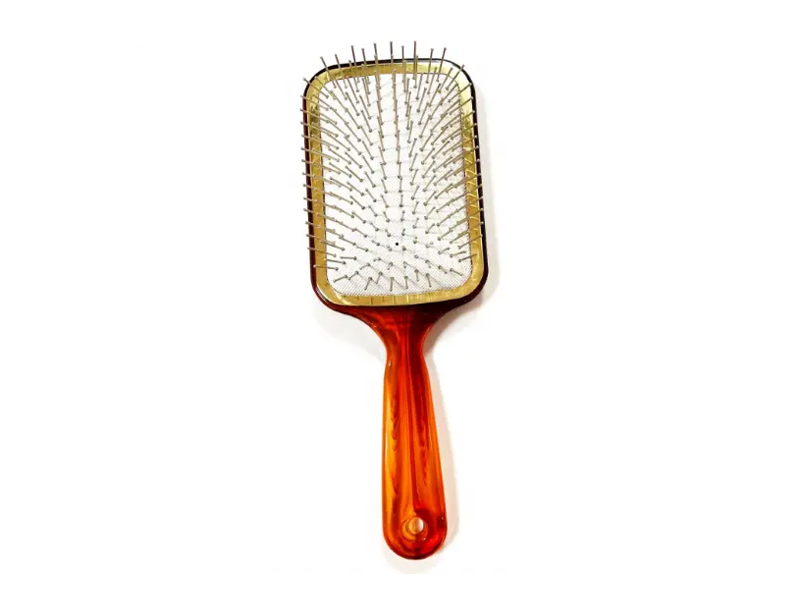 Spazzola per capelli paddle color ambra con perni in metallo