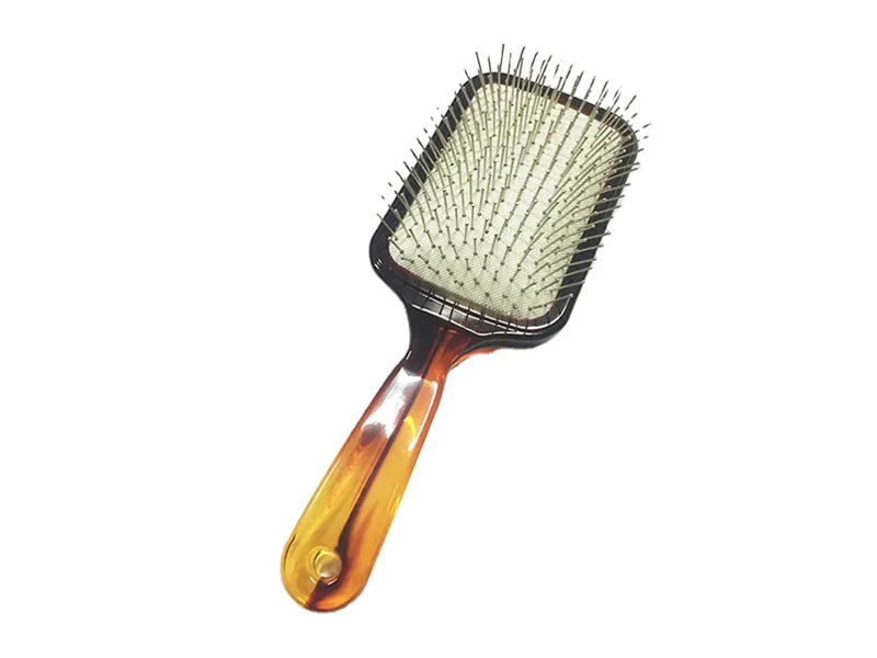Spazzola per capelli paddle color ambra con perni in metallo
